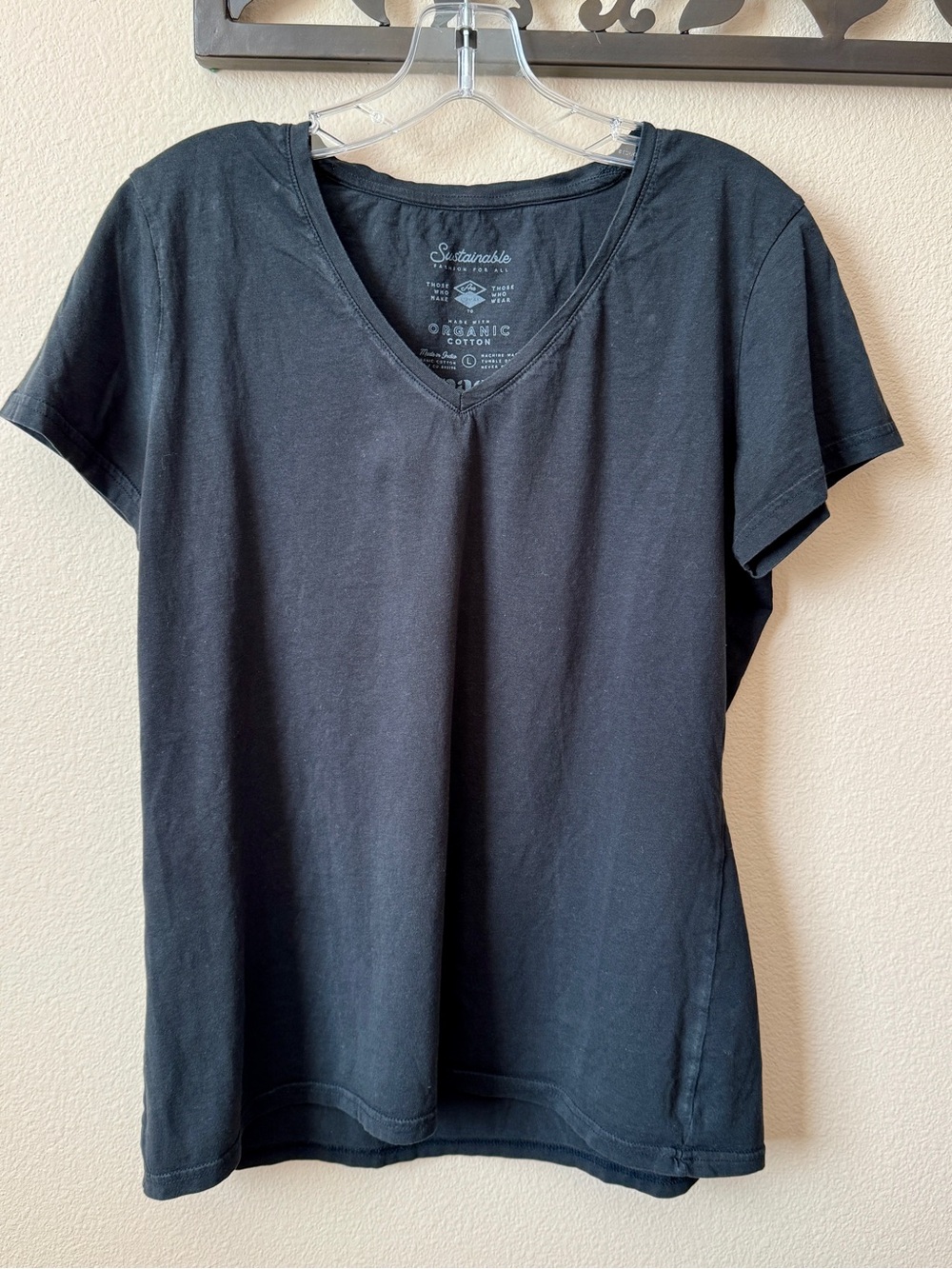 Pact Black Organic Cotton V-Neck Tee